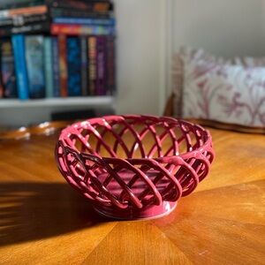 Lindsey Jordan Trompe L’Oeil Ceramic Woven Fruit Bowl in Red